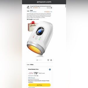 White Electric Hand Massager with Heat & Air Compression